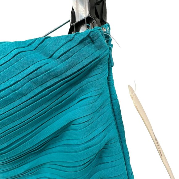 GB Turquoise Strapless Dress Small Beaded Mini Chiffon Feminine Skater Party NEW - Picture 4 of 9